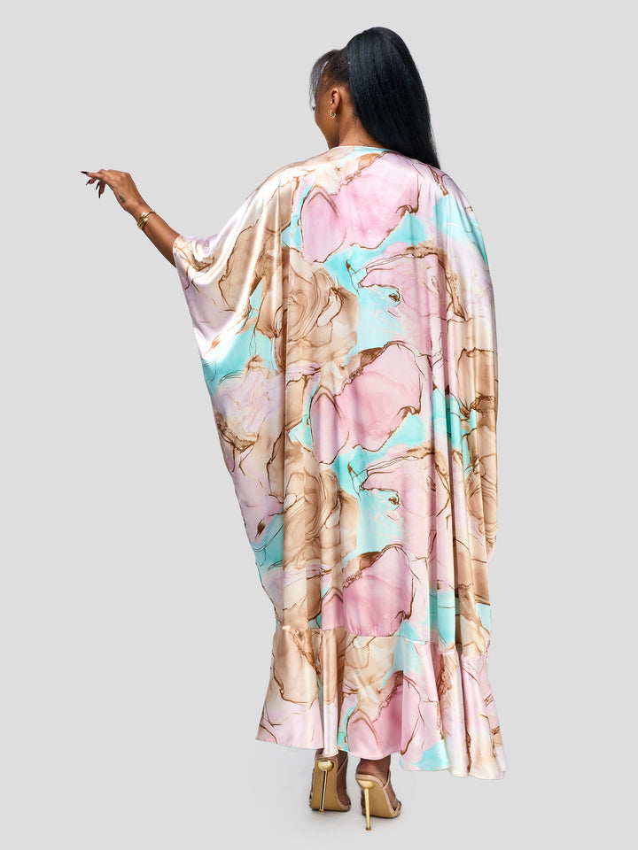 Vivo Nimali Satin Flounce Kimono - Dawn