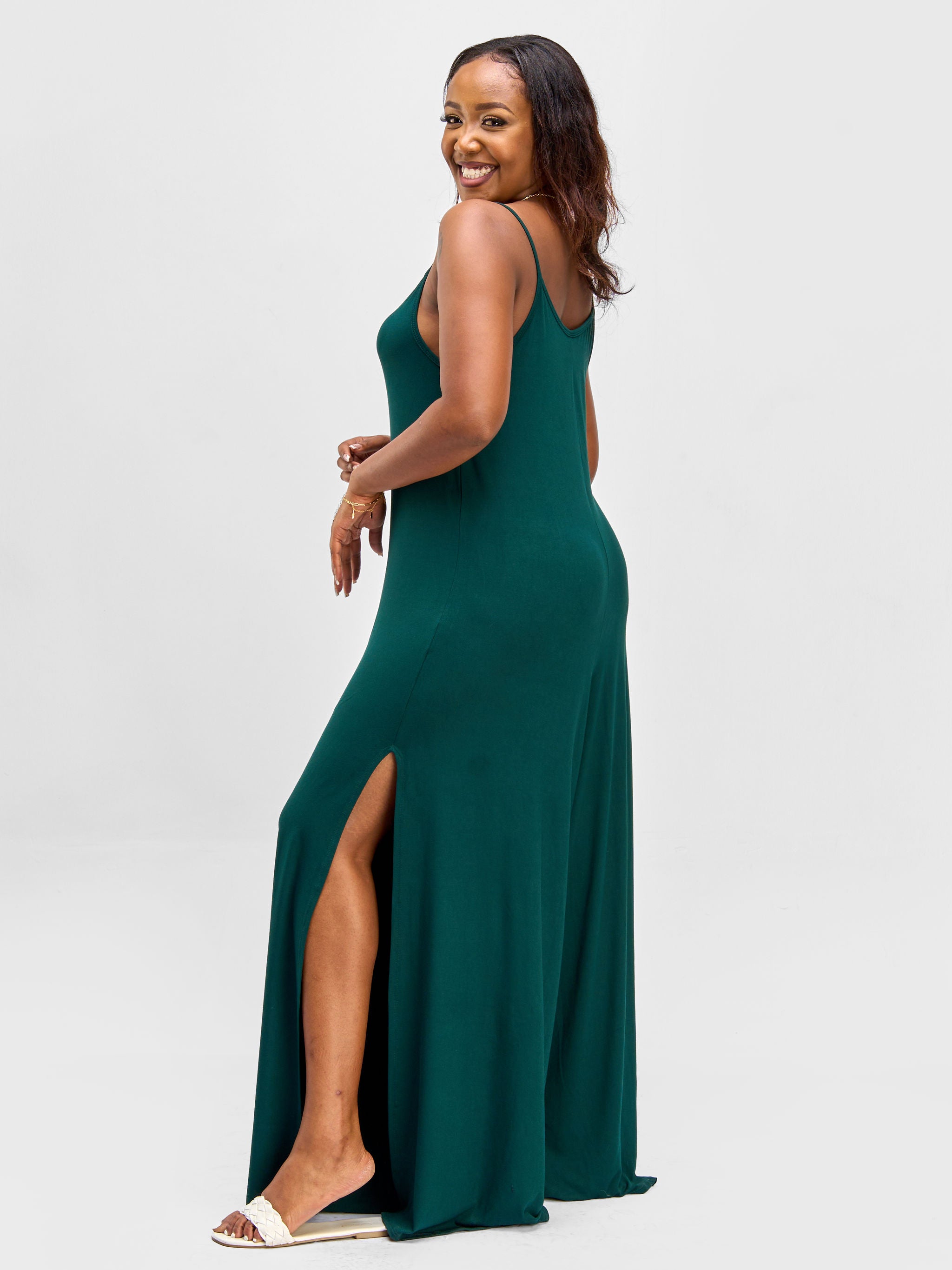 Vivo Essentials Lounge Jumpsuit with Slits - Dark Green