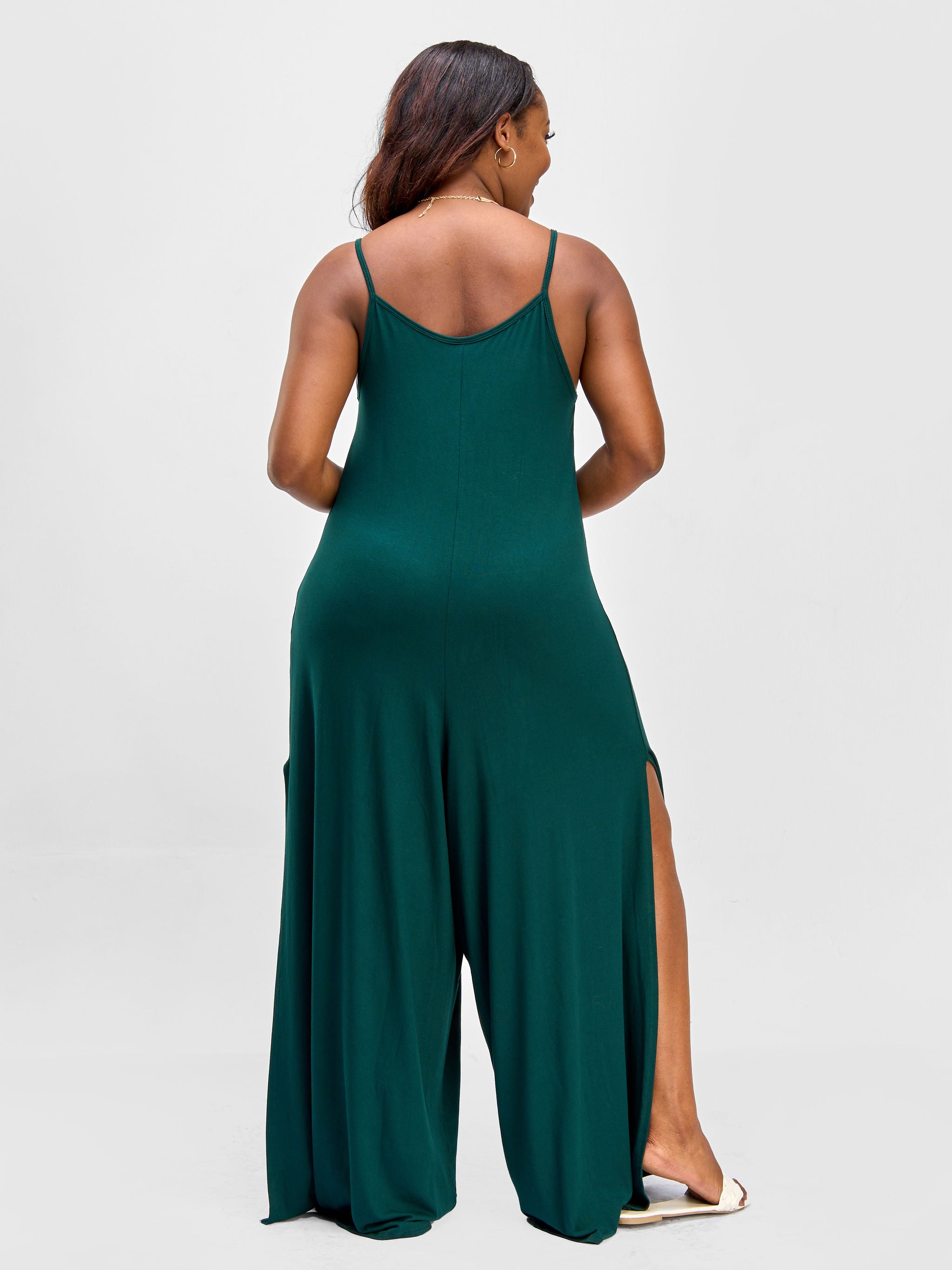 Vivo Essentials Lounge Jumpsuit with Slits - Dark Green