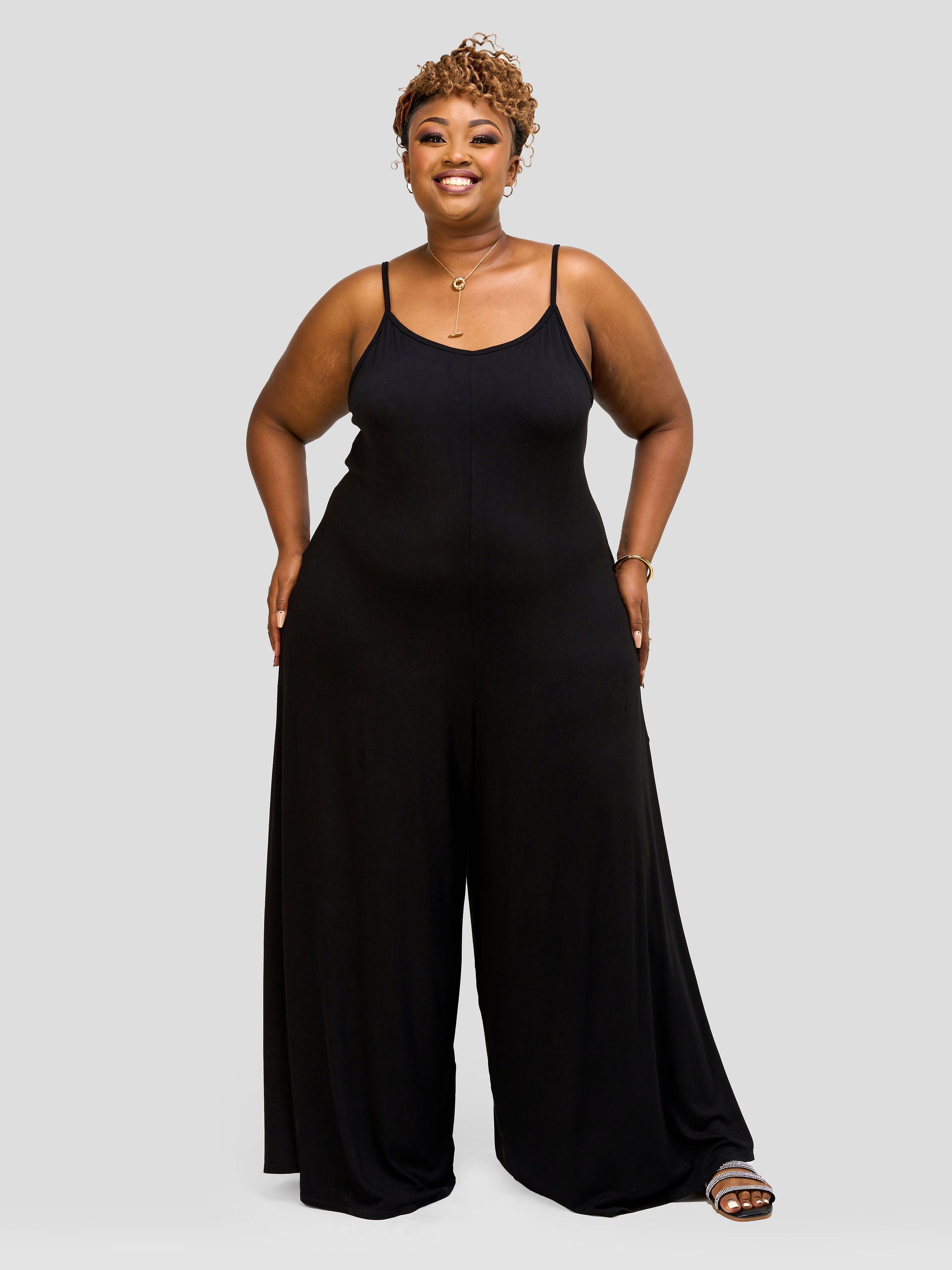 Vivo Essentials Lounge Jumpsuit with Slits - Black