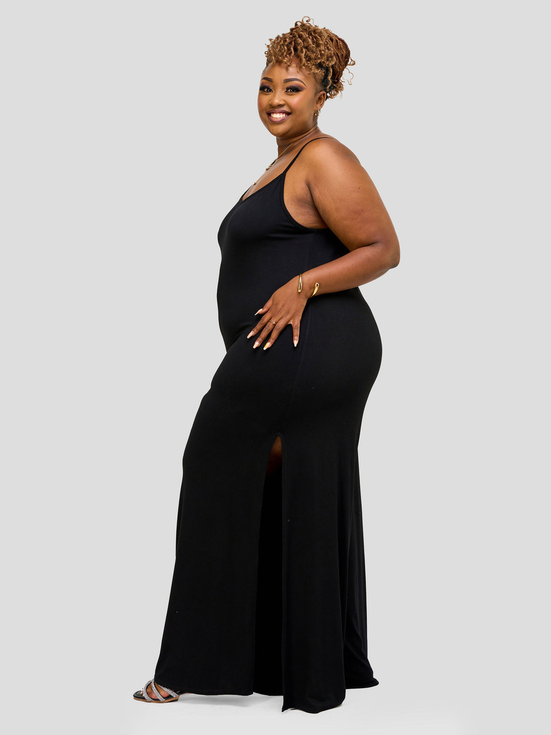 Vivo Essentials Lounge Jumpsuit with Slits - Black