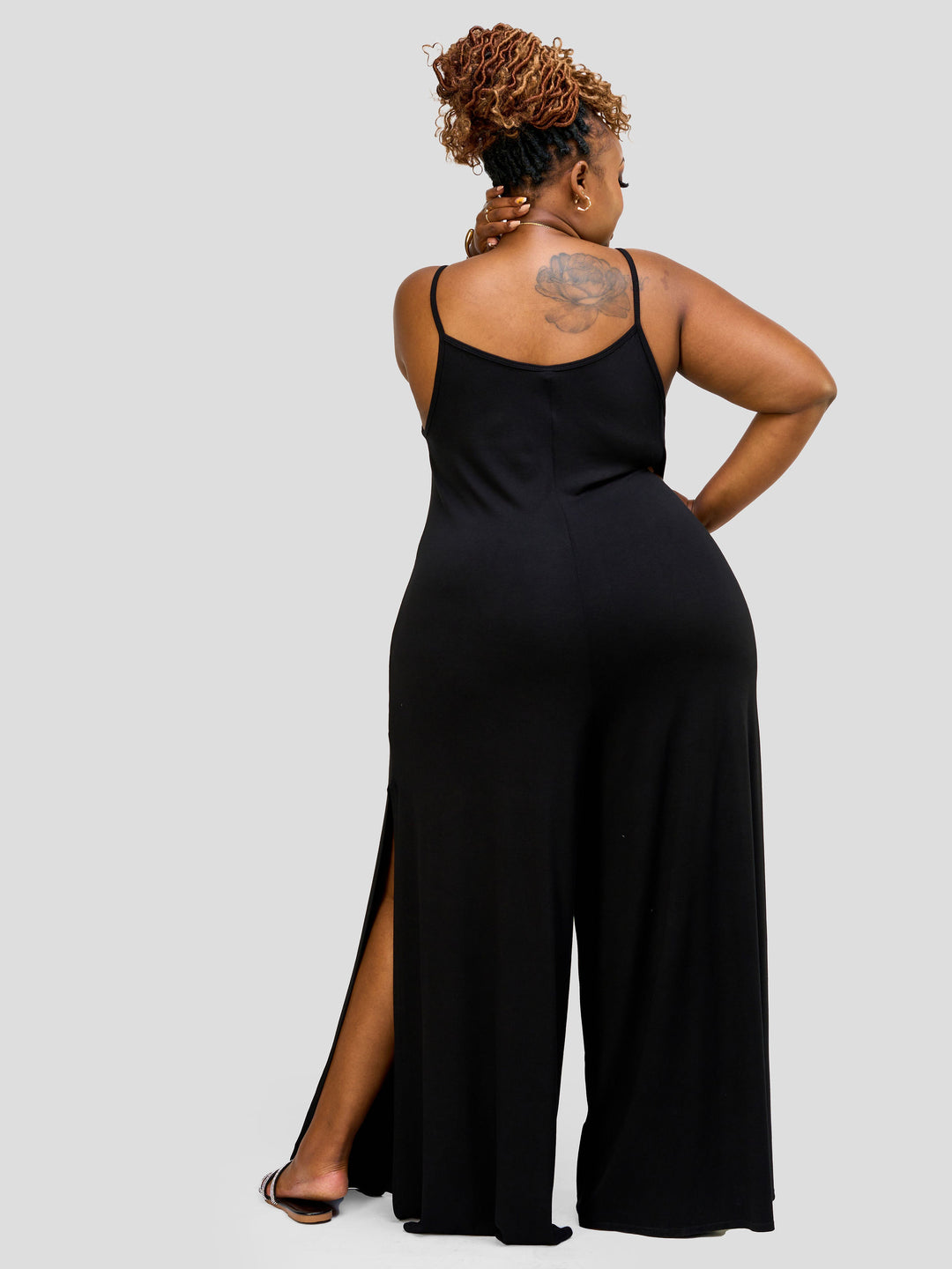 Vivo Essentials Lounge Jumpsuit with Slits - Black