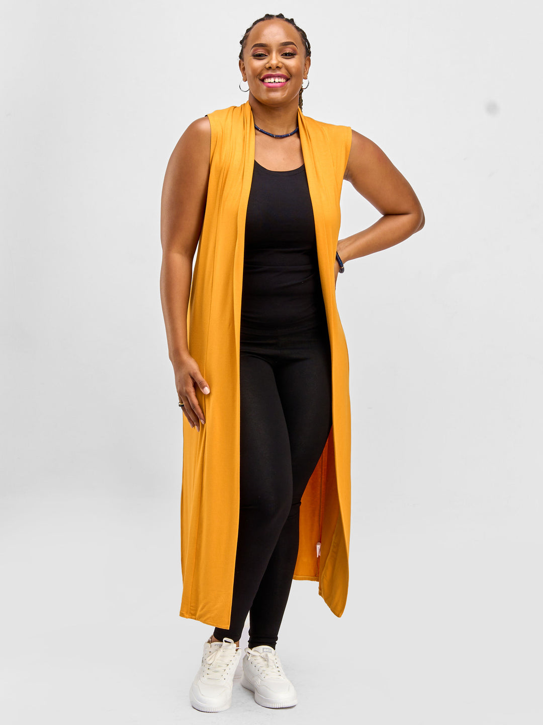 Vivo Essentials Sleeveless Maxi Waterfall - Mustard