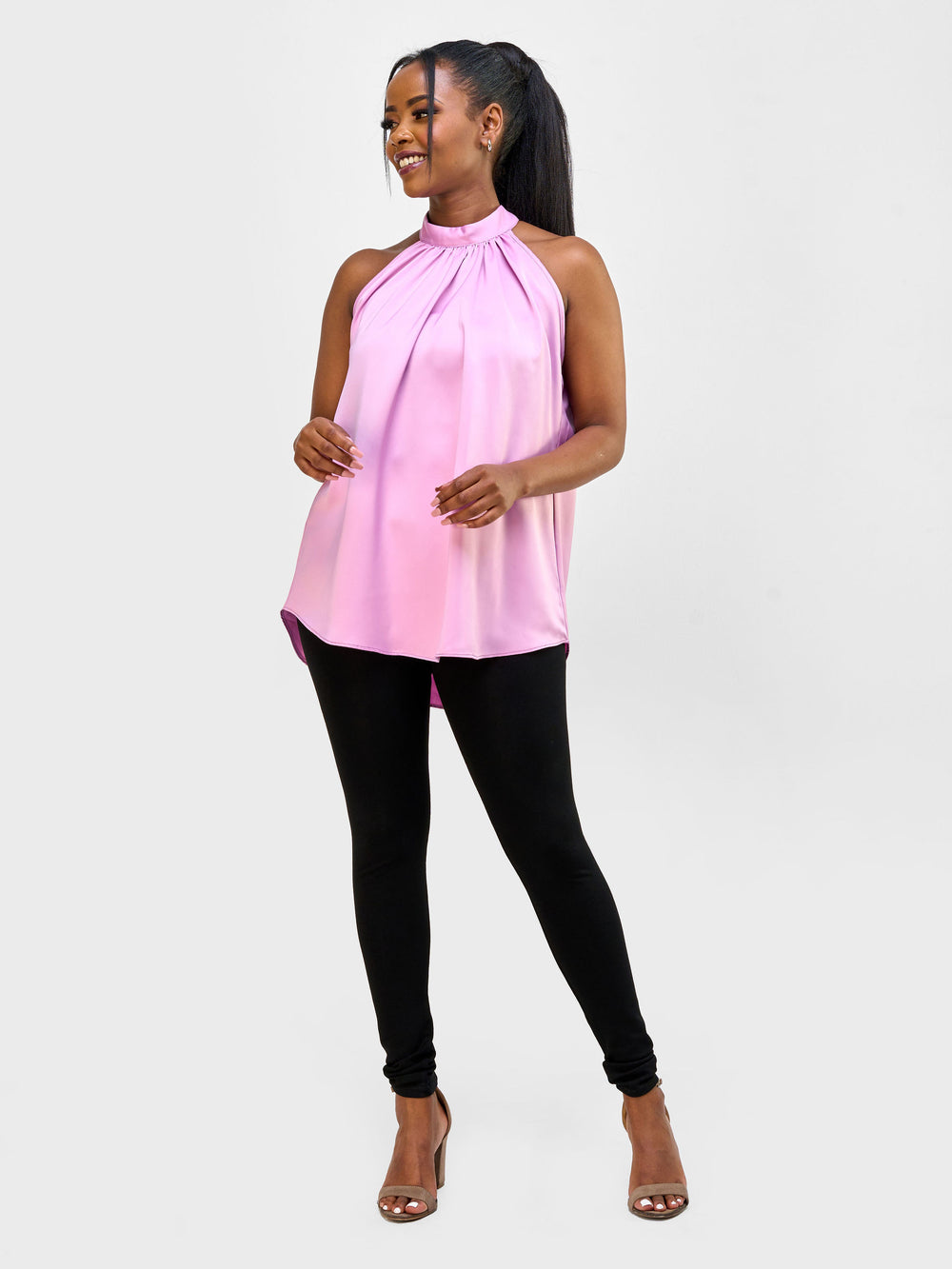 Vivo Nimali Satin Halter Top - Pink