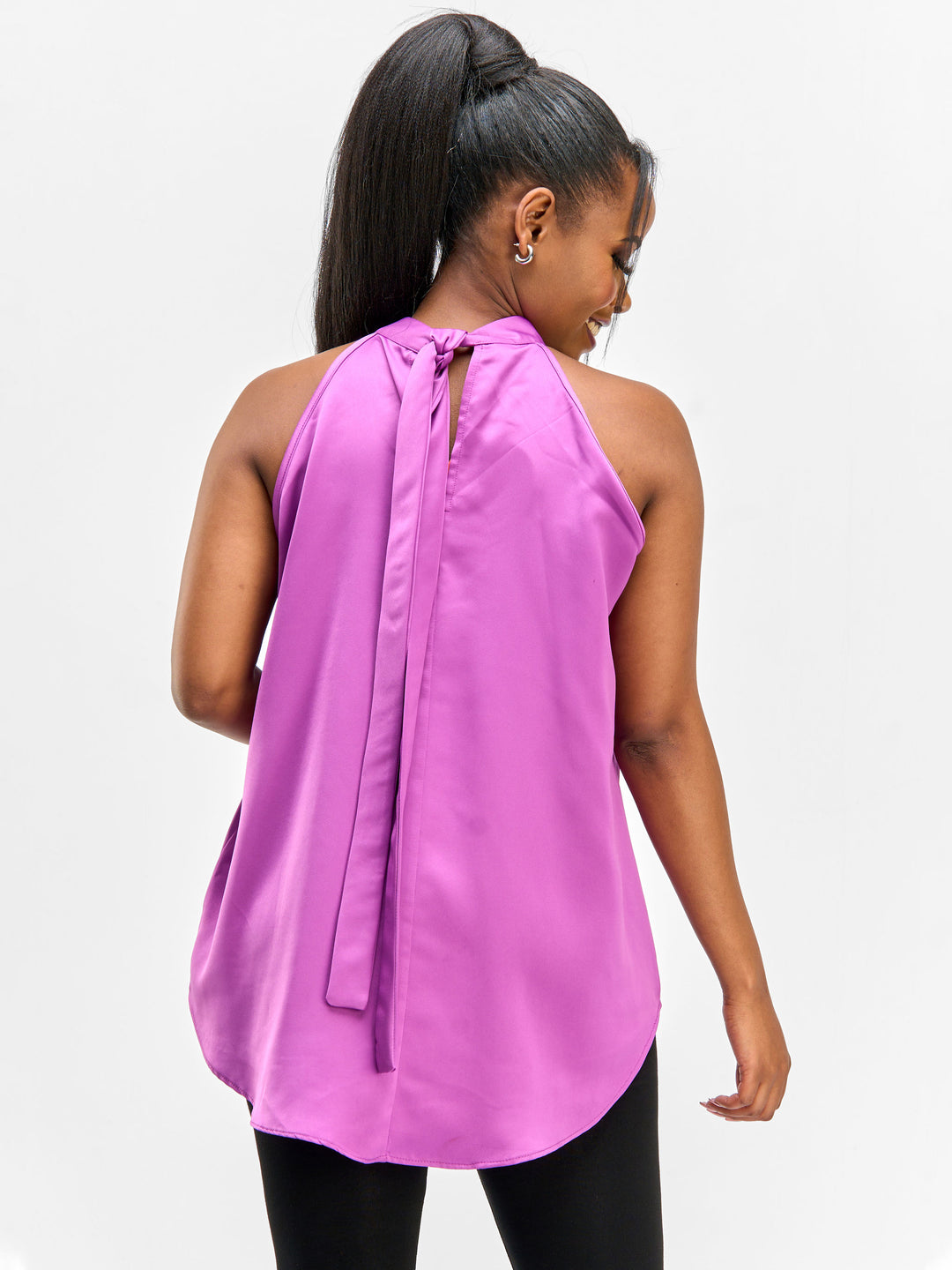 Vivo Nimali Satin Halter Top - Purple