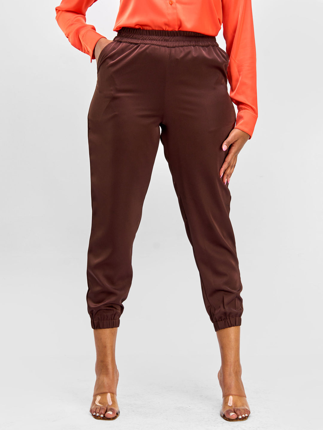 Vivo Nimali Satin Joggers - Brown