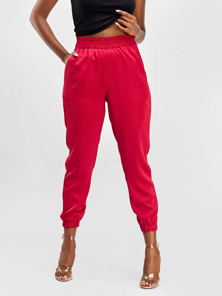 Vivo Nimali Satin Joggers - Red