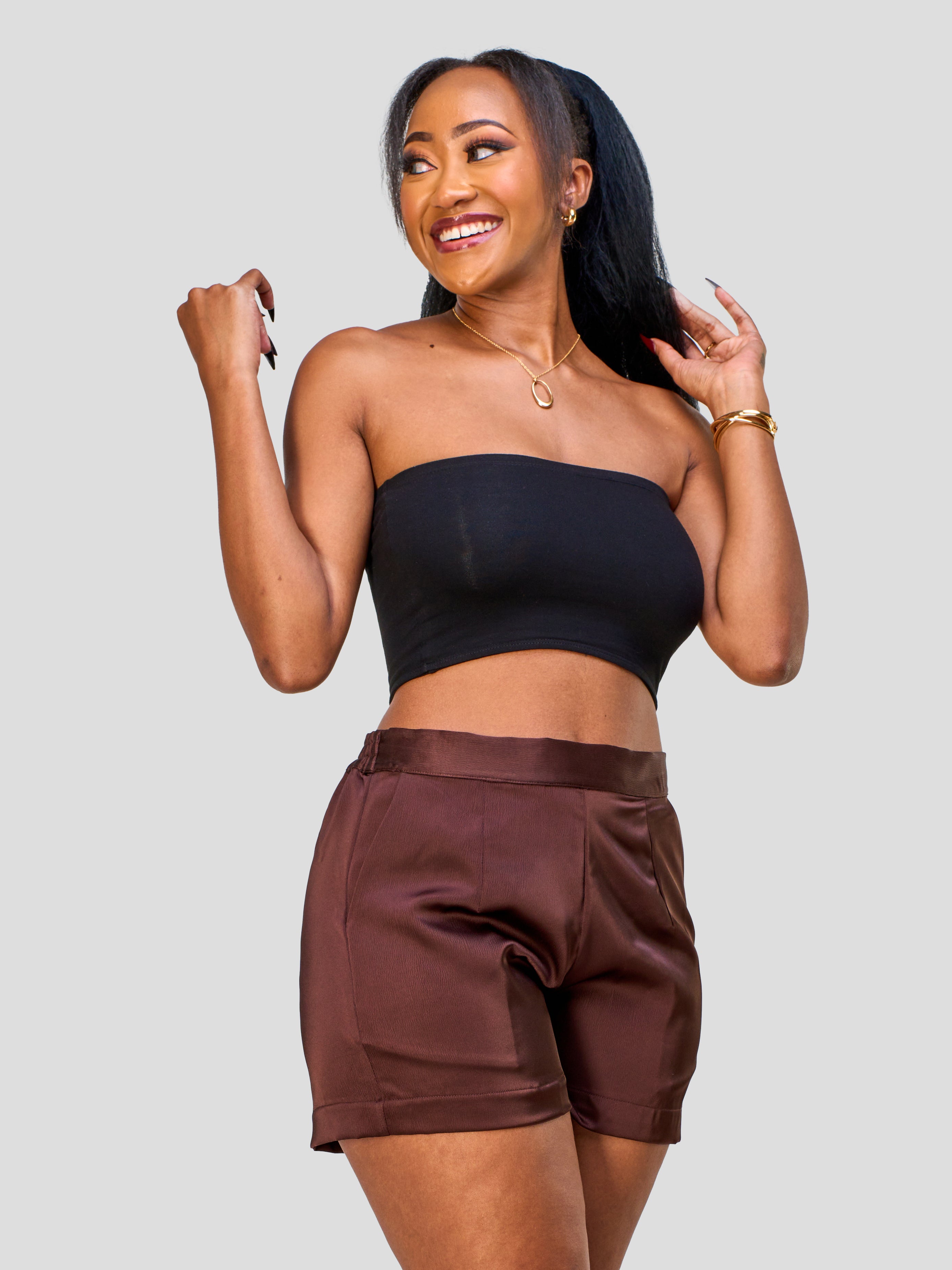 Vivo Nimali Satin Shorts - Brown