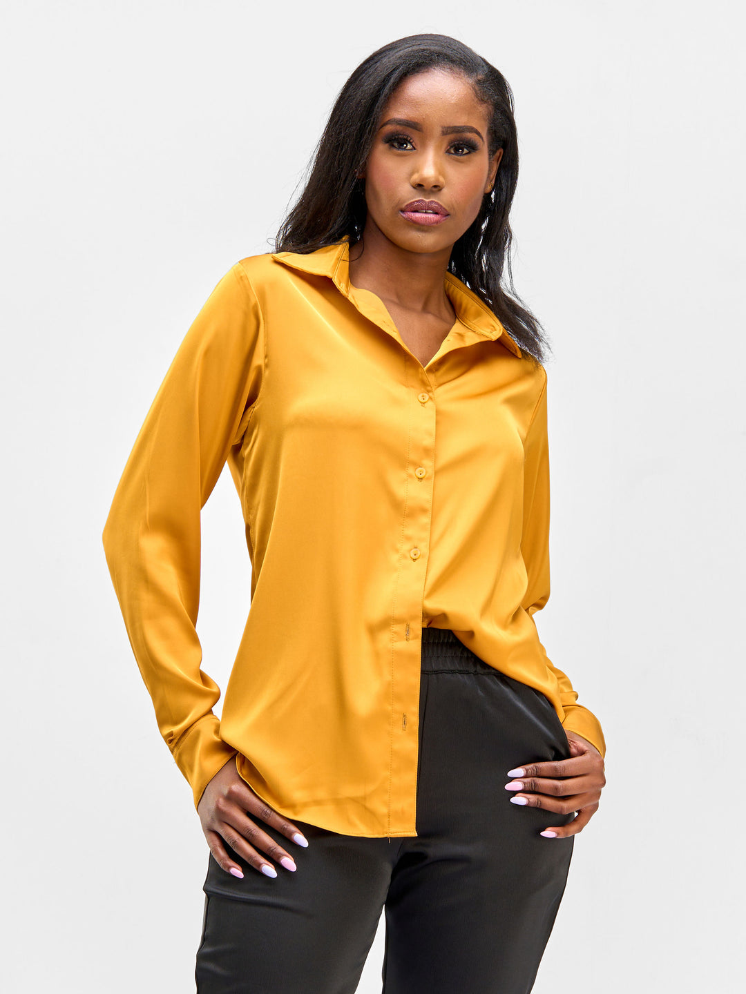 Vivo Nimali Satin Blouse - Mustard