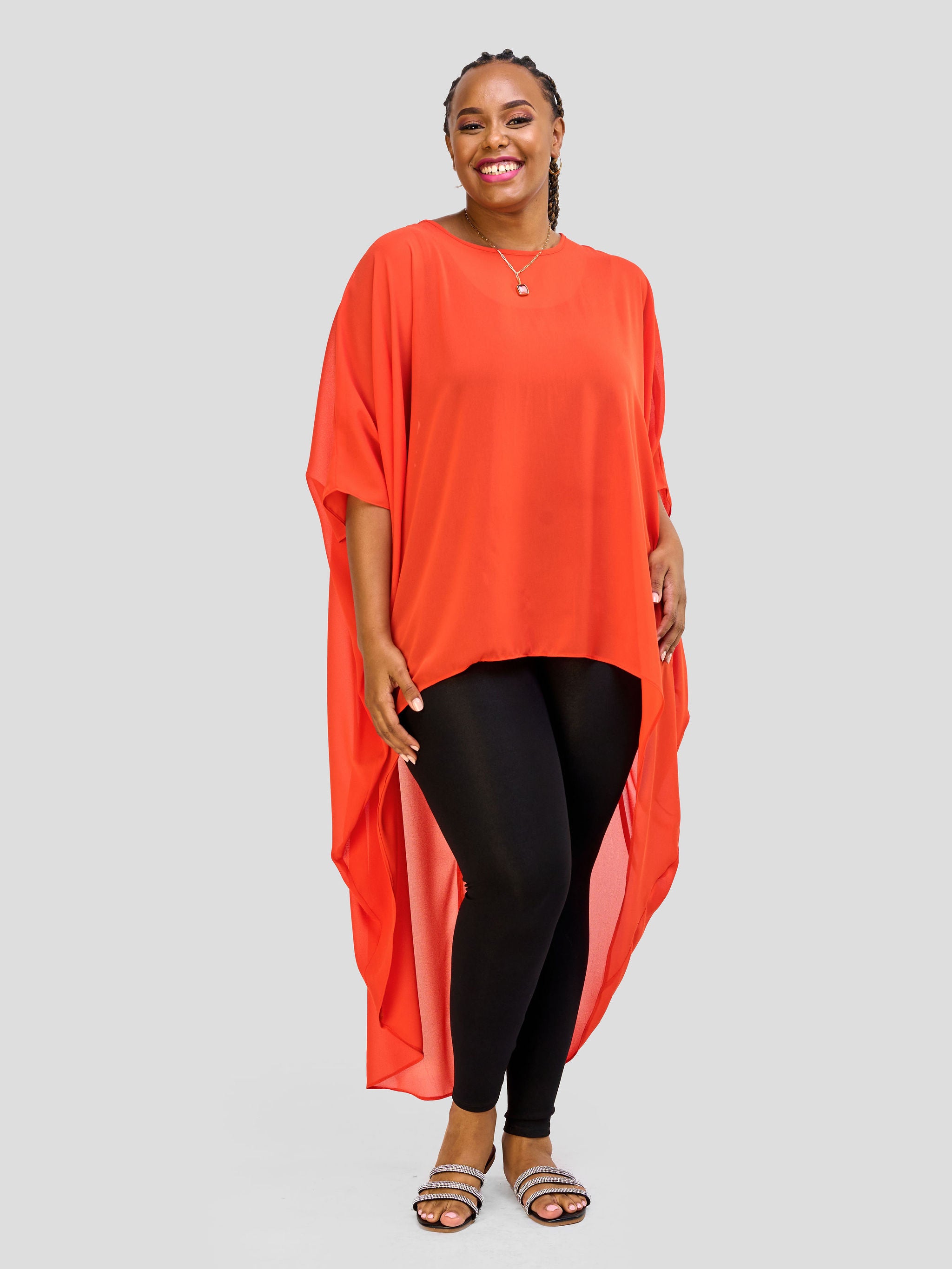 Vivo Nimali Chiffon High Low Kaftan - Orange