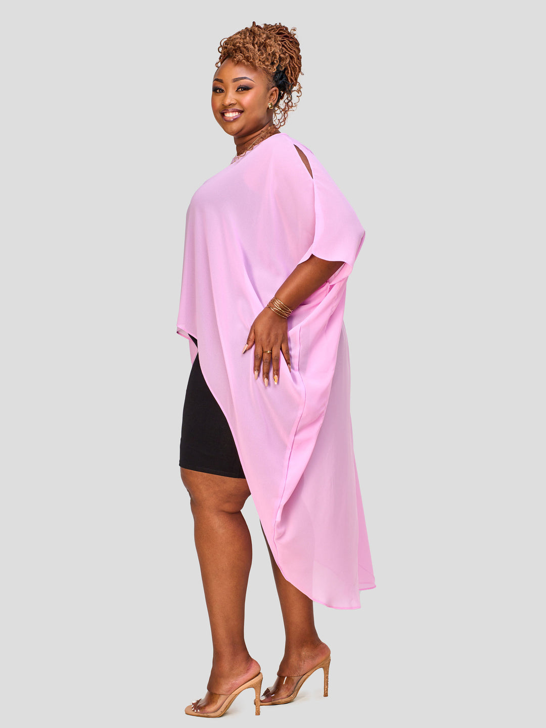 Vivo Nimali High Low Chiffon Kaftan - Pink