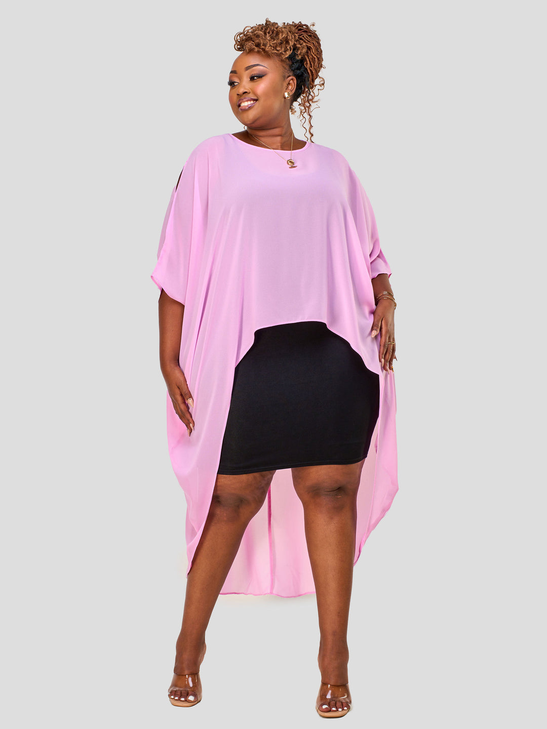 Vivo Nimali High Low Chiffon Kaftan - Pink