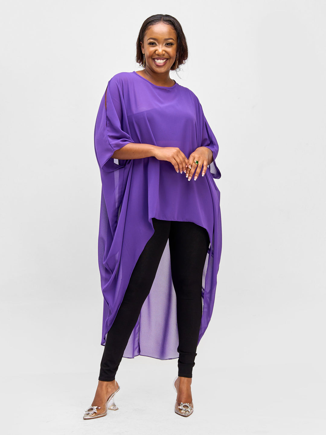 Vivo Nimali High Low Chiffon Kaftan - Purple