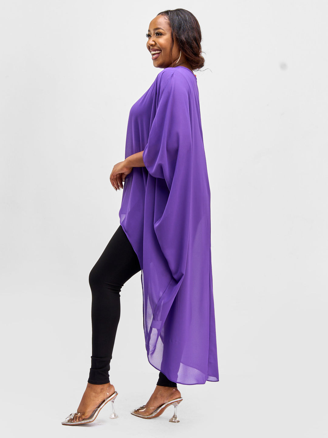 Vivo Nimali High Low Chiffon Kaftan - Purple