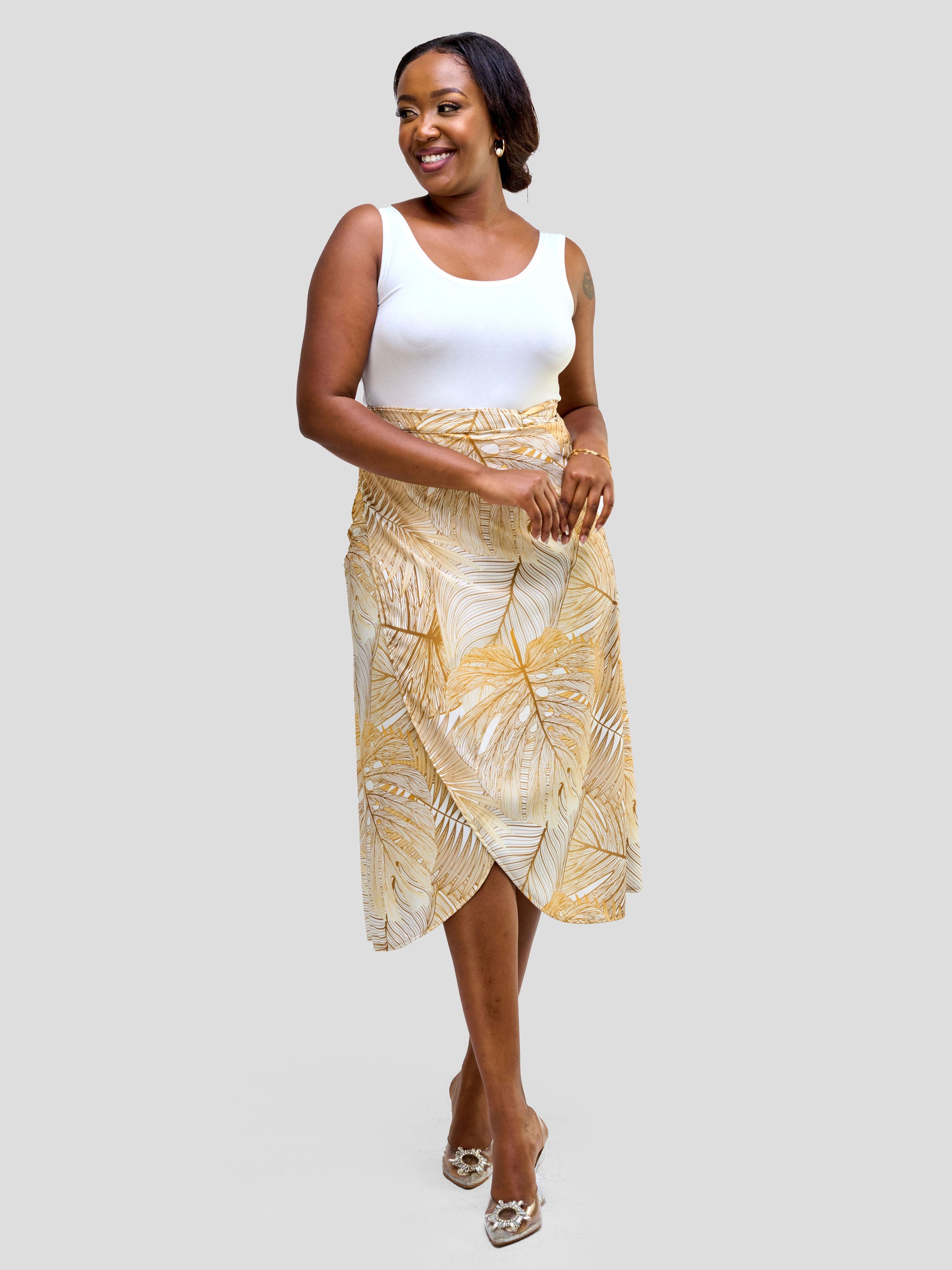 Vivo Nimali Wrap Skirt - Gold / White