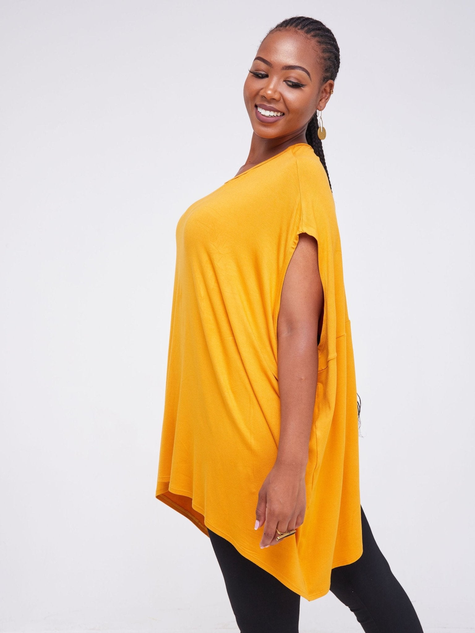 Vivo Essentials Drop Shoulder Tunic Top - Mustard