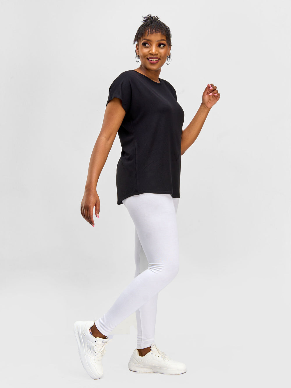 Vivo Essentials Drop Shoulder Top - Black