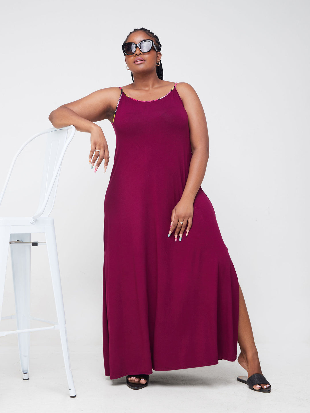 Vivo Essentials Strap Maxi Dress - Burgundy