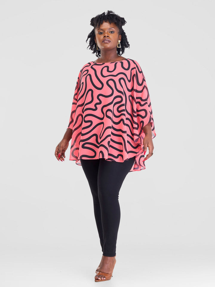 Vivo Sakari Circular Loose Top - Pink Kari Print