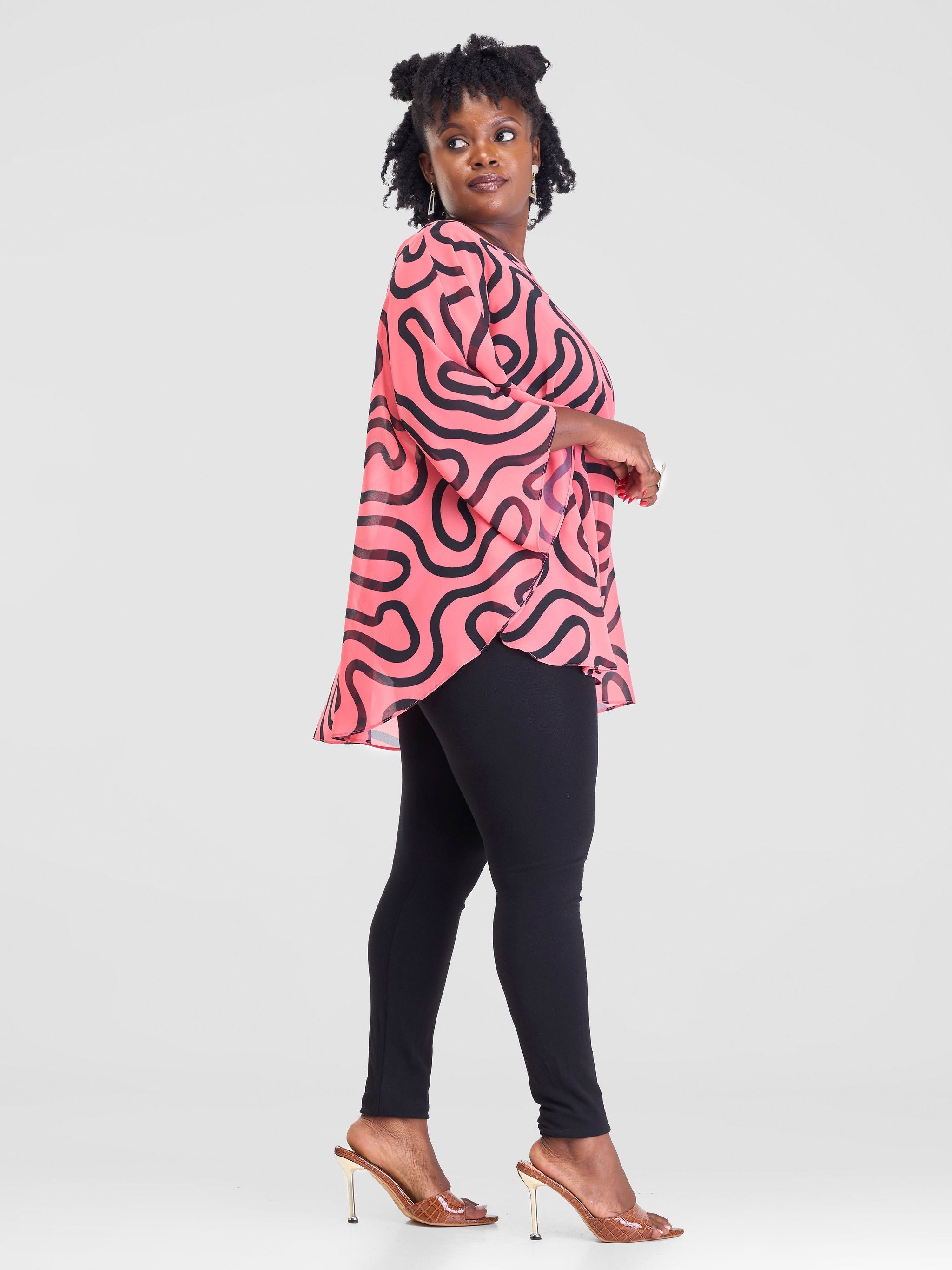 Vivo Sakari Circular Loose Top - Pink Kari Print