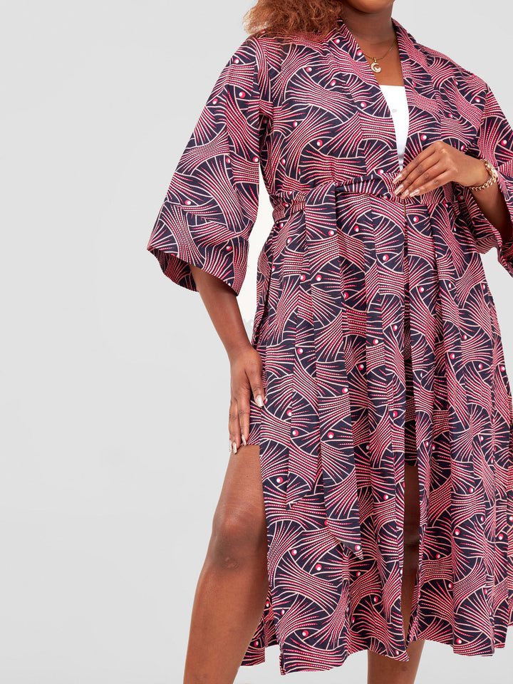 Vivo High Slit Midi Kimono - Tusi Print