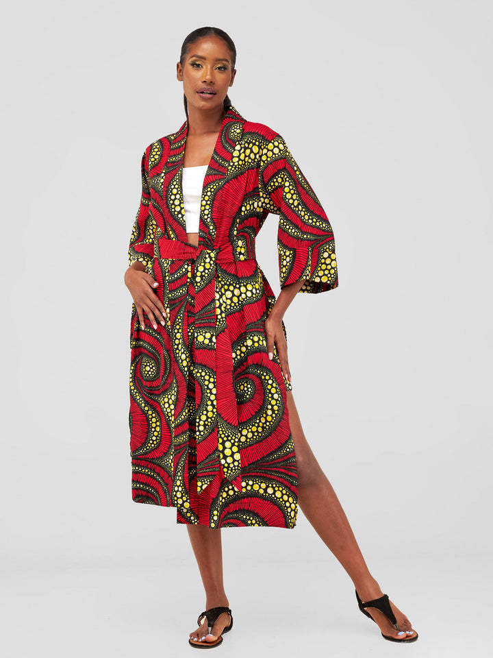 Vivo High Slit Midi Kimono - Zena Print