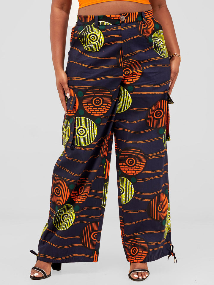 Vivo 2- Way Cargo Pants - Orange / Black Zuri Print