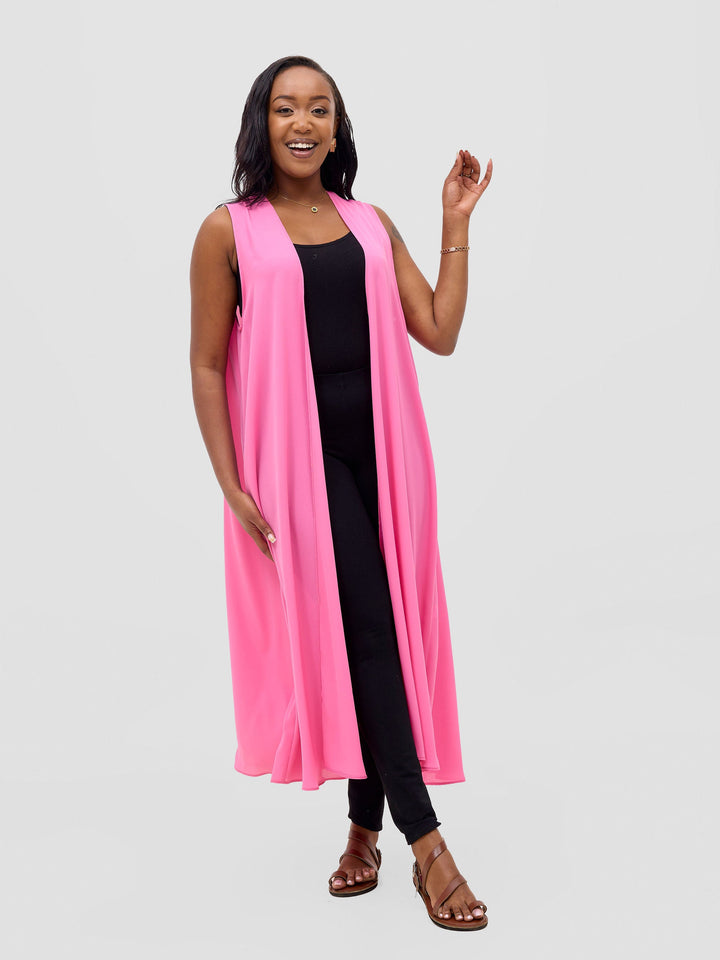 Vivo Basic Sleeveless Tent Kimono - Pink