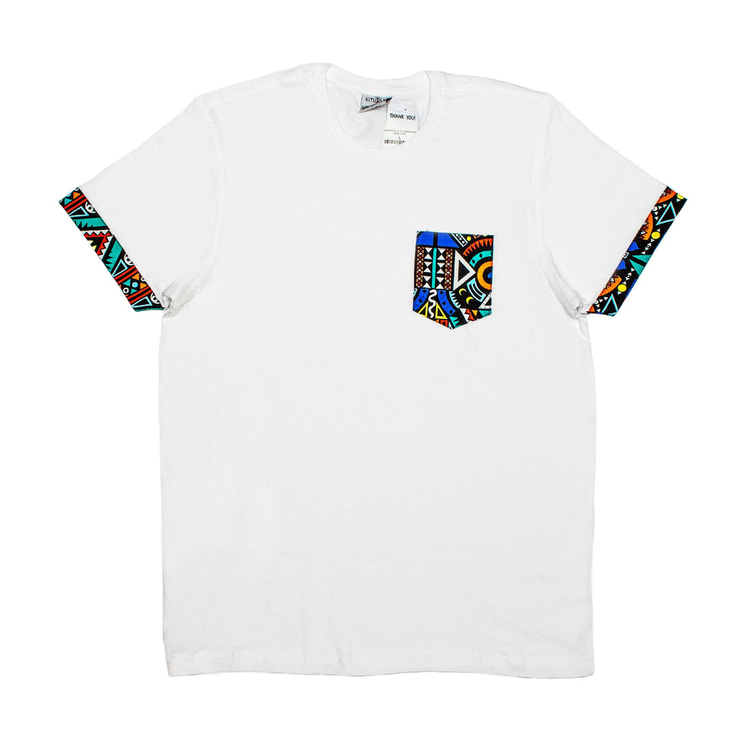 Kitu Kali Premium Ts: White with Blue Tribal