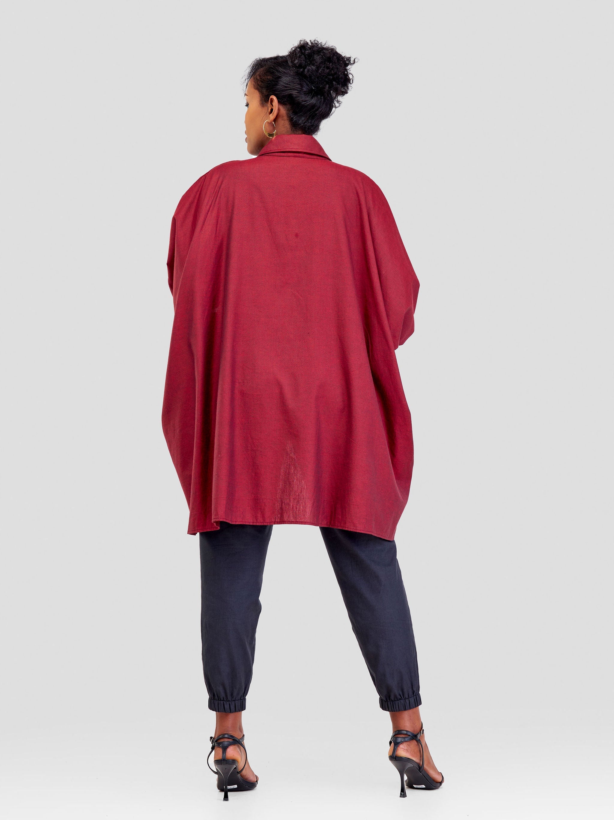 Safari Kikoy Tunic High Low Top - Dark Red